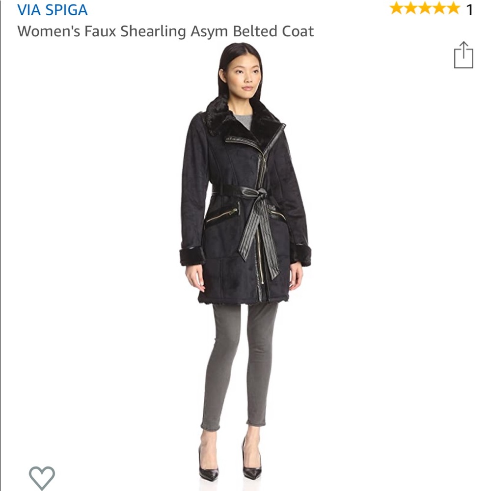 VIA SPIGA Faux Shearling Asymetrical Belted NWT